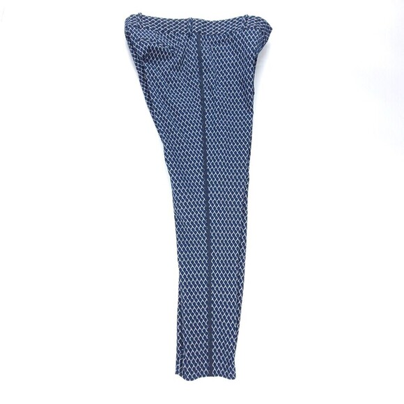 LAFAYETTE 148 Tailored Slim Leg Mid Rise Trouser Dress Pant Navy Print Womens 4 - Picture 4 of 8